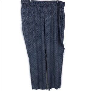 Norm Thompson 1X Blue‎ Geometric Print Rayon Lounge Pants Womens
